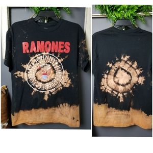 Hand-bleached Ramones rock band tee
